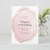 Invitation Anniversaire Élégant Rose Aquarelle Tout Âge (Debout devant)