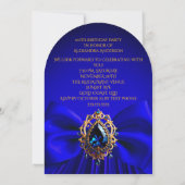 Invitation Anniversaire élégant Royal Blue Bow Gold Jewel (Dos)