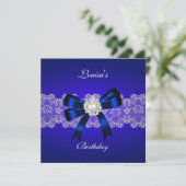 Invitation Anniversaire élégant Royal Blue Pearl Blanche dent (Debout devant)