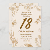 Invitation Anniversaire Élégant Sur Le Thème De La Nature (Devant / Derrière)