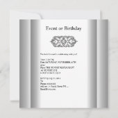 Invitation Anniversaire Elegant White Silver Event Party (Dos)