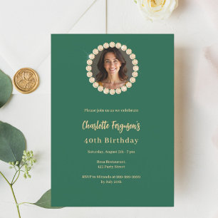 Invitation Anniversaire émeraude vert diamant photo