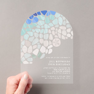 Invitation Anniversaire en Acrylique Verre de Mer