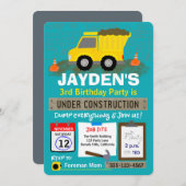 Invitation Anniversaire En Construction (Devant / Derrière)