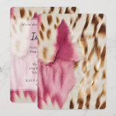 Invitation Anniversaire en cuir de vachette rose crème Cowgir (Devant / Derrière)