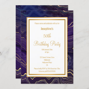 INVITATION ANNIVERSAIRE EN MARBRE DE LAVA PURPLE ÉLÉGANT