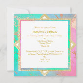 INVITATION ANNIVERSAIRE EN MARBRE PASTEL EN OR LAYÉ PERSONNAL (Dos)