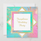 INVITATION ANNIVERSAIRE EN MARBRE PASTEL EN OR LAYÉ PERSONNAL (Devant)
