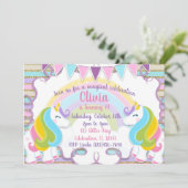 Invitation Anniversaire en pastel de filles de licornes de (Debout devant)