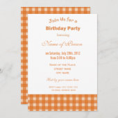 Invitation Anniversaire en plaid jaune classique, élégant et (Devant / Derrière)