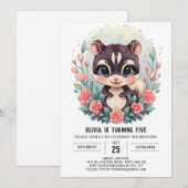 Invitation Anniversaire Enchanted Boho Skunk (Devant / Derrière)