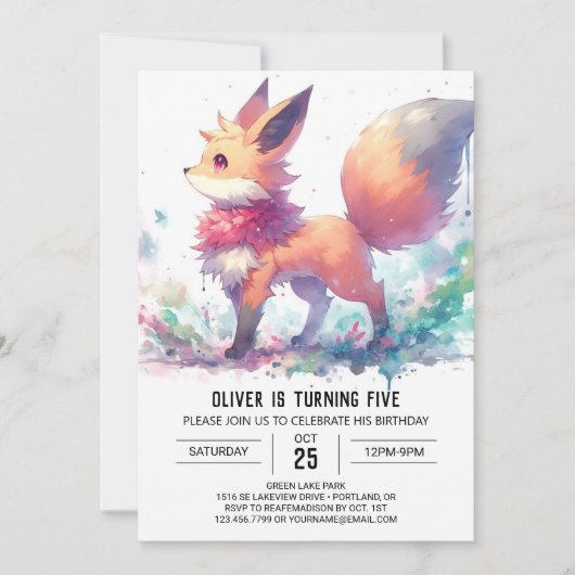 Invitation Anniversaire Enchanted Fox (Devant)