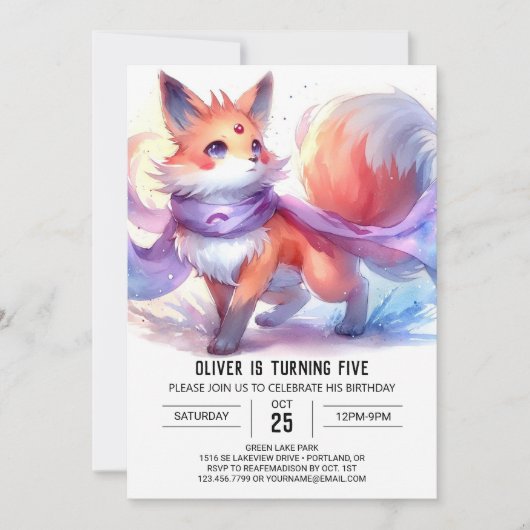 Invitation Anniversaire Enchanted Fun Fox (Devant)