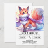 Invitation Anniversaire Enchanted Fun Fox (Devant / Derrière)