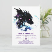 Invitation Anniversaire enchantée du dragon d'aquarelle (Debout devant)