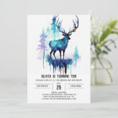 Invitation Anniversaire enchanteur de l'aquarelle des cerfs (Debout devant)