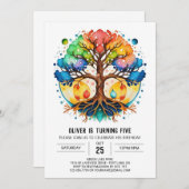 Invitation Anniversaire enchanteur de l'arbre numérique (Devant / Derrière)