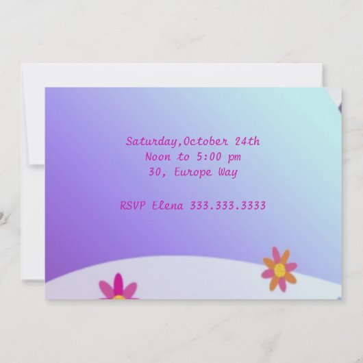 Invitation Anniversaire enfant (Dos)