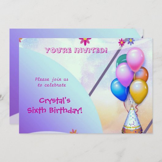 Invitation Anniversaire enfant (Devant / Derrière)