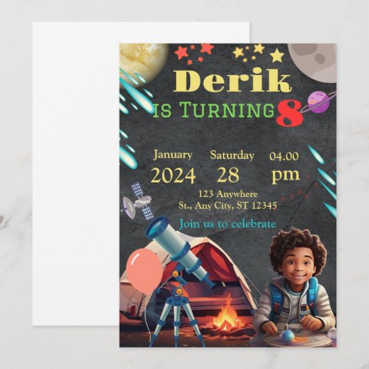 Invitation Anniversaire enfant (Devant / Derrière)