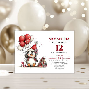 Invitation Anniversaire enfant aquarelle pingouin capricieux