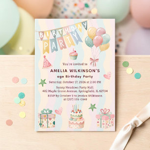 Invitation anniversaire enfant au pastel tendre