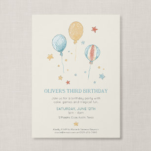 Invitation Anniversaire Enfant Ballon Vintage Magique Amusant