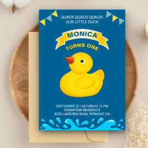 Invitation anniversaire enfant Canard en caoutchou