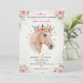 Invitation Anniversaire Enfant Cheval Floral Modèl (Debout devant)