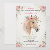 Invitation Anniversaire Enfant Cheval Floral Modèl (Devant / Derrière)