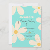 Invitation Anniversaire enfant fleur rétro Daisy (Devant)