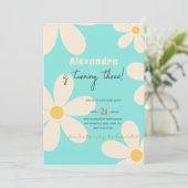 Invitation Anniversaire enfant fleur rétro Daisy (Debout devant)