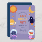 Invitation anniversaire enfant galactique (Devant / Derrière)