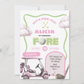 Invitation Anniversaire enfant golf rose Fore (Devant)