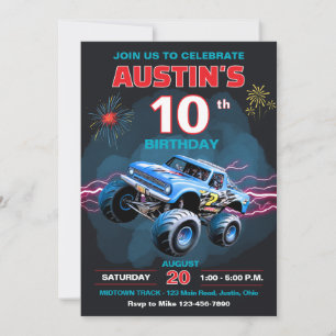 Invitation Anniversaire enfant Monster Truck