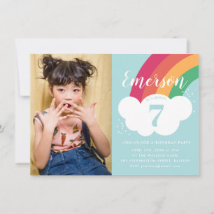 Invitation anniversaire enfant photo nuage arc-en-