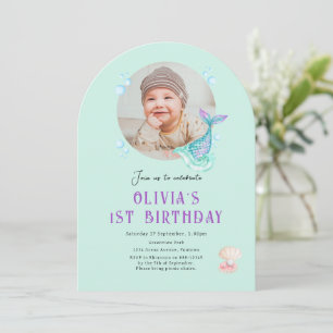 Invitation anniversaire enfant photo, violet sarce
