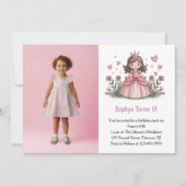 Invitation anniversaire enfant princesse rose mign (Devant)