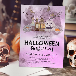 Invitation Anniversaire Enfant Rose Fantastique d'Halloween