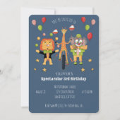 Invitation anniversaire enfant thème cirque bleu f (Devant)