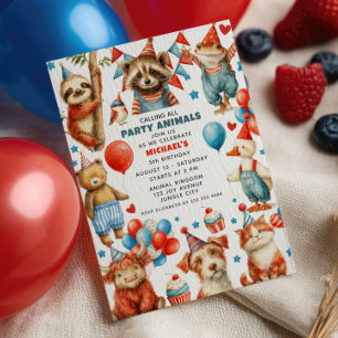 Invitation Anniversaire Enfants Aquarelle Animaux 