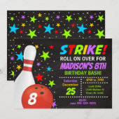 Invitation Anniversaire Enfants Bowling Strike (Devant / Derrière)