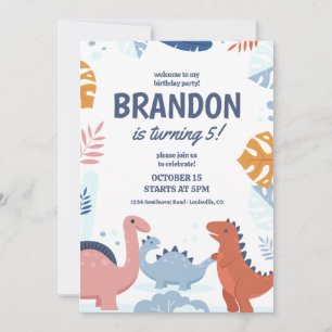 Invitation anniversaire enfants dinosaures, Invita