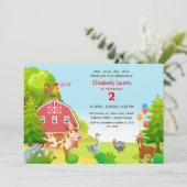 Invitation Anniversaire Enfants Ferme Animaux Fête à thème (Debout devant)