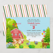 Invitation Anniversaire Enfants Ferme Animaux Fête à thème (Devant / Derrière)