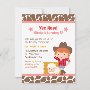 Invitation Anniversaire Enfants Ferme Cowgirl Occi