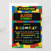 Invitation Anniversaire Enfants Numérique Blocs de (Devant / Derrière)