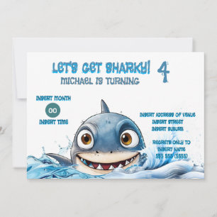 Invitation Anniversaire Enfants Requin Mignon Splash
