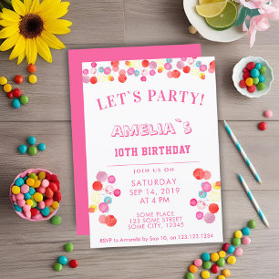 Invitation Anniversaire Enfants Taches Aquarelle C