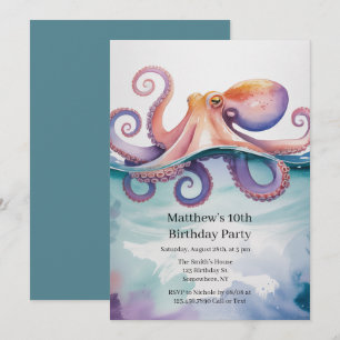 Invitation Anniversaire Enfants Thème Pieuvre Aqua